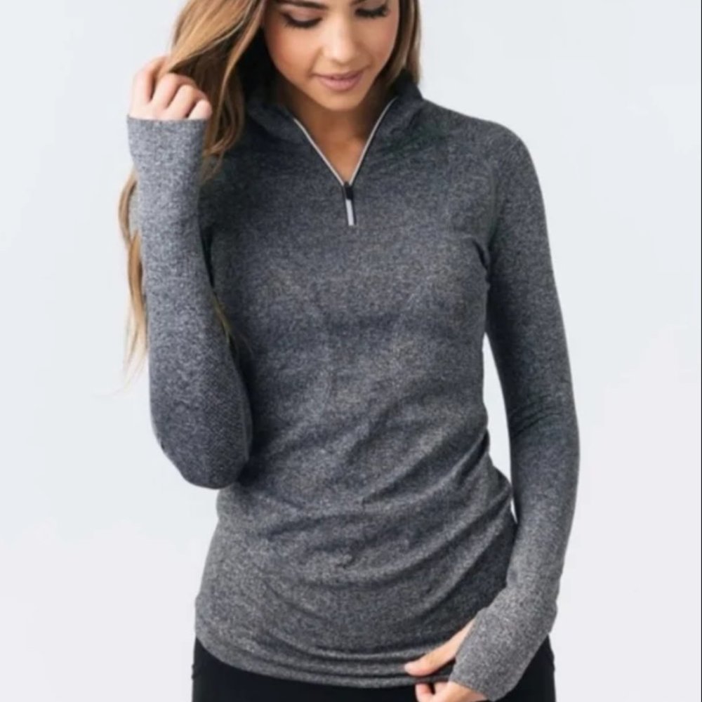 ZYIA‎ Active Performance 1/4 Quarter Zip Jacket Fog Grey Sz Med